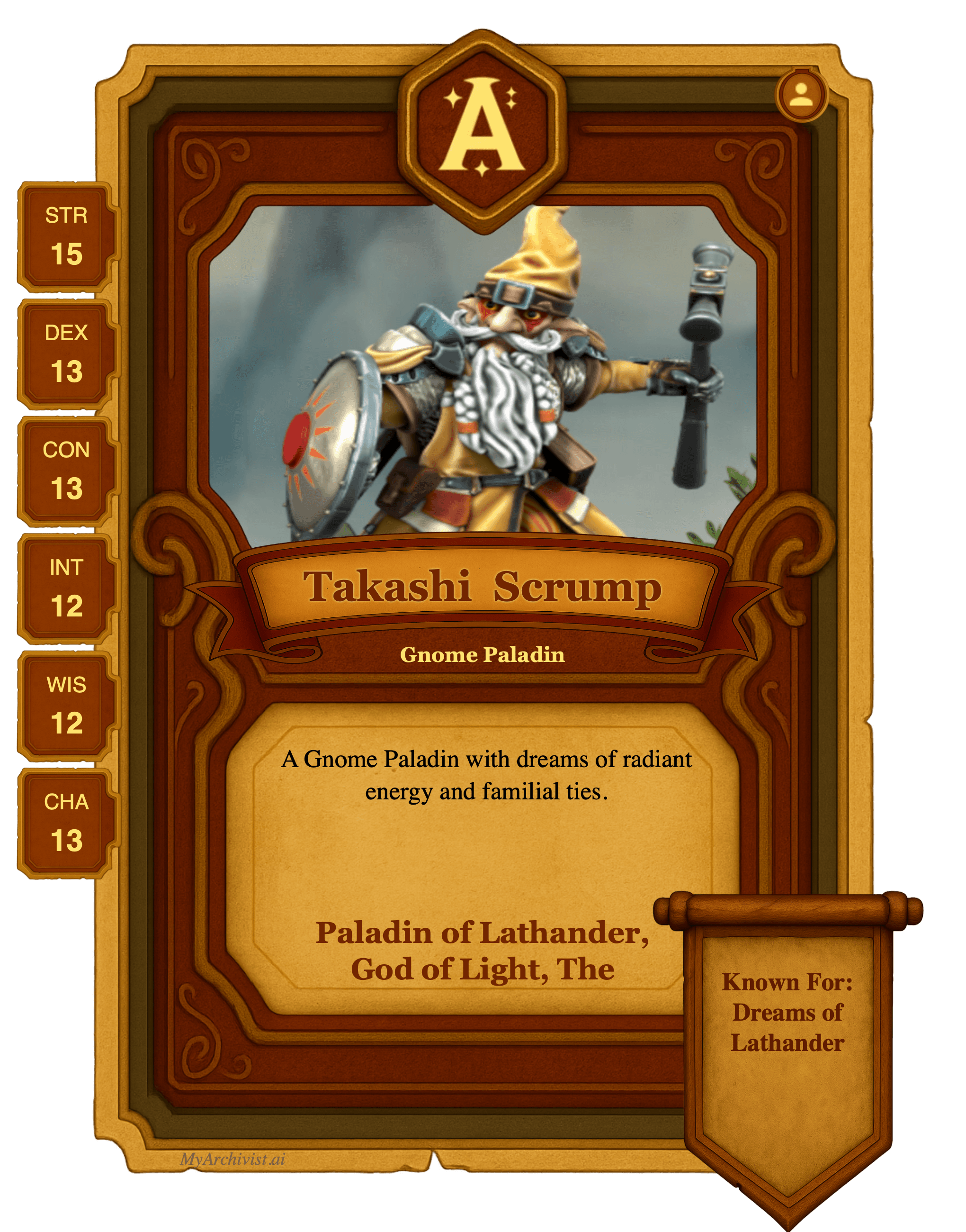 Takashi Scrump trading card - Character from Bent Shadows of Faerun