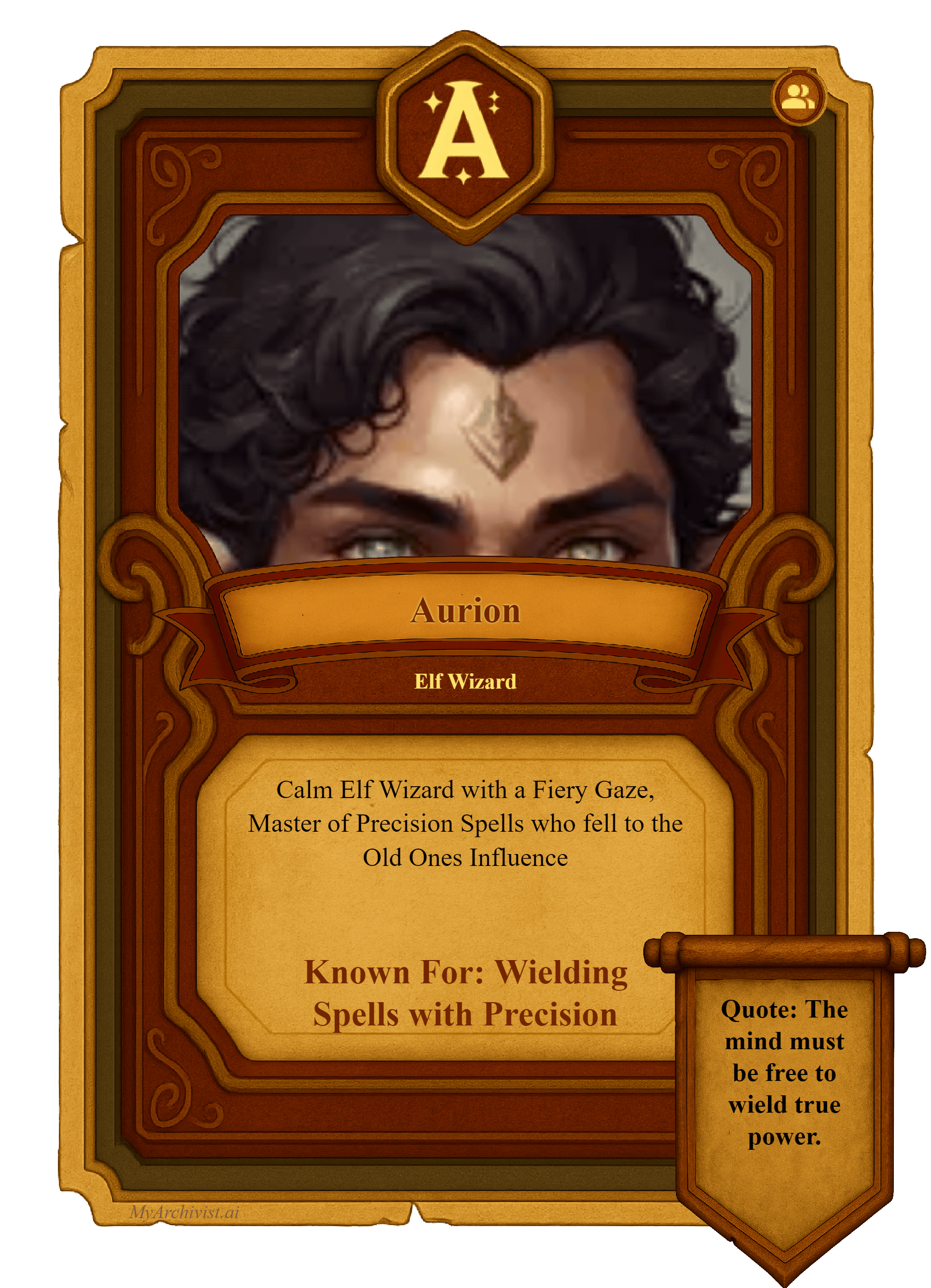 Aurion trading card - Character from Crysinthia
