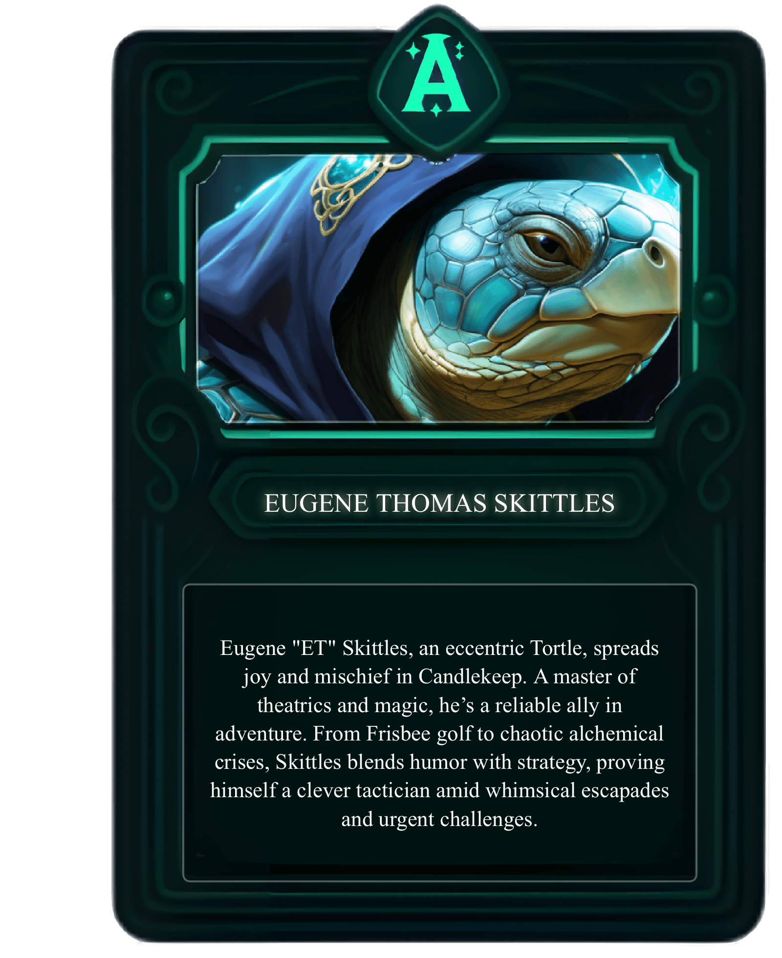 Eugene Thomas Skittles trading card - Character from Quest-o-Nomicon