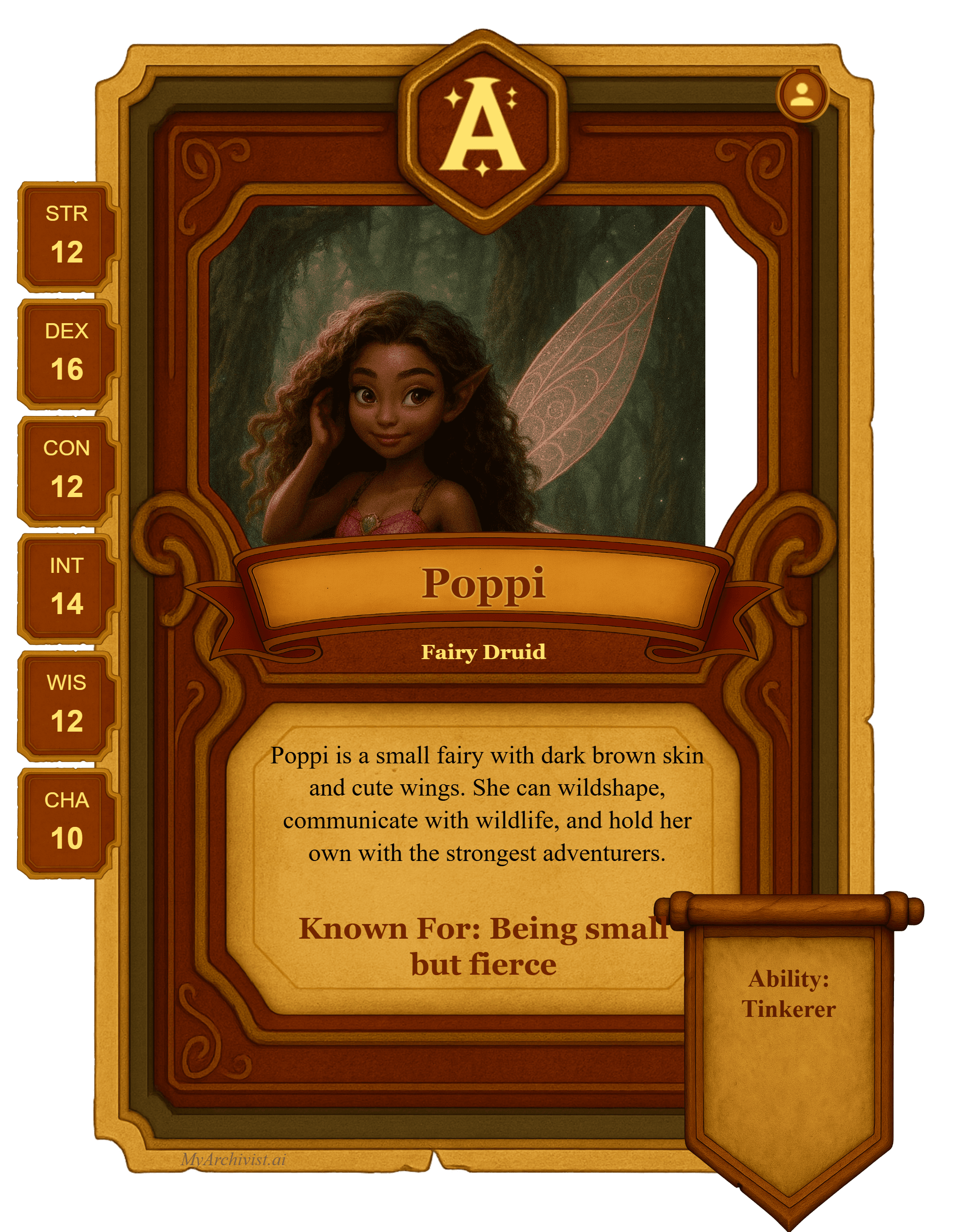 Poppi trading card - Character from Scidrosia