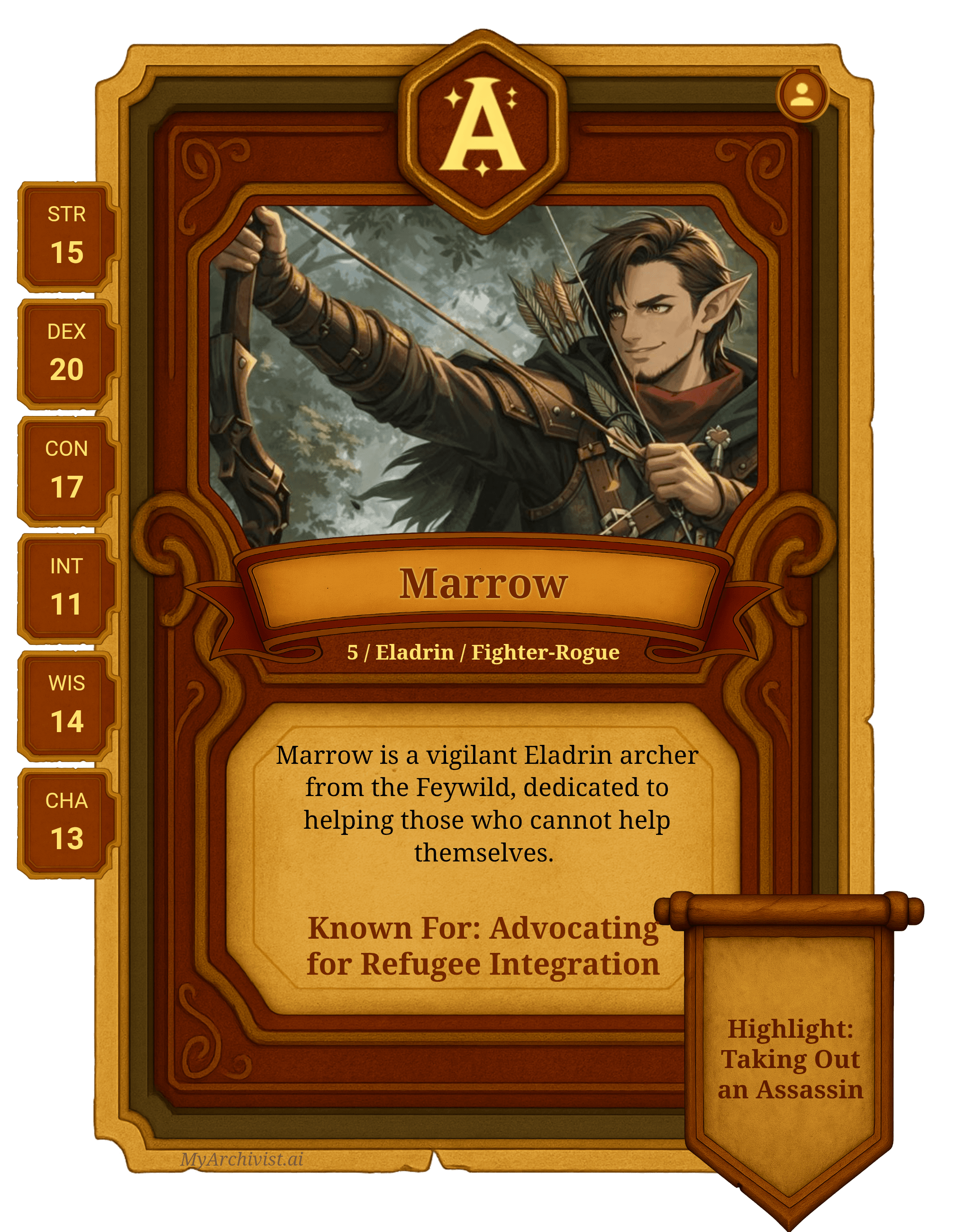 Marrow trading card - Character from Dreaming in Desuvis