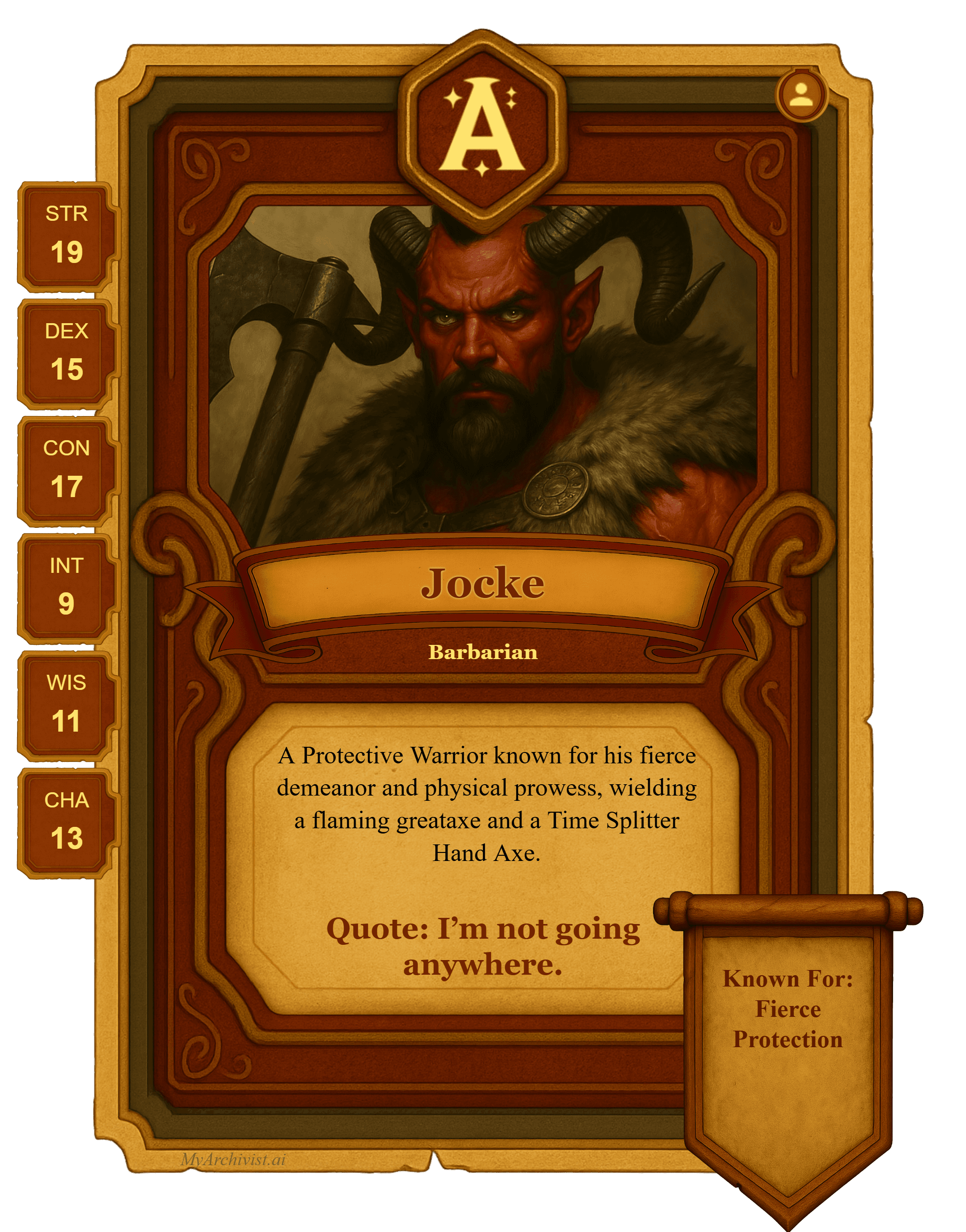 Jocke trading card - Character from Loot Tavern Monster Hunters
