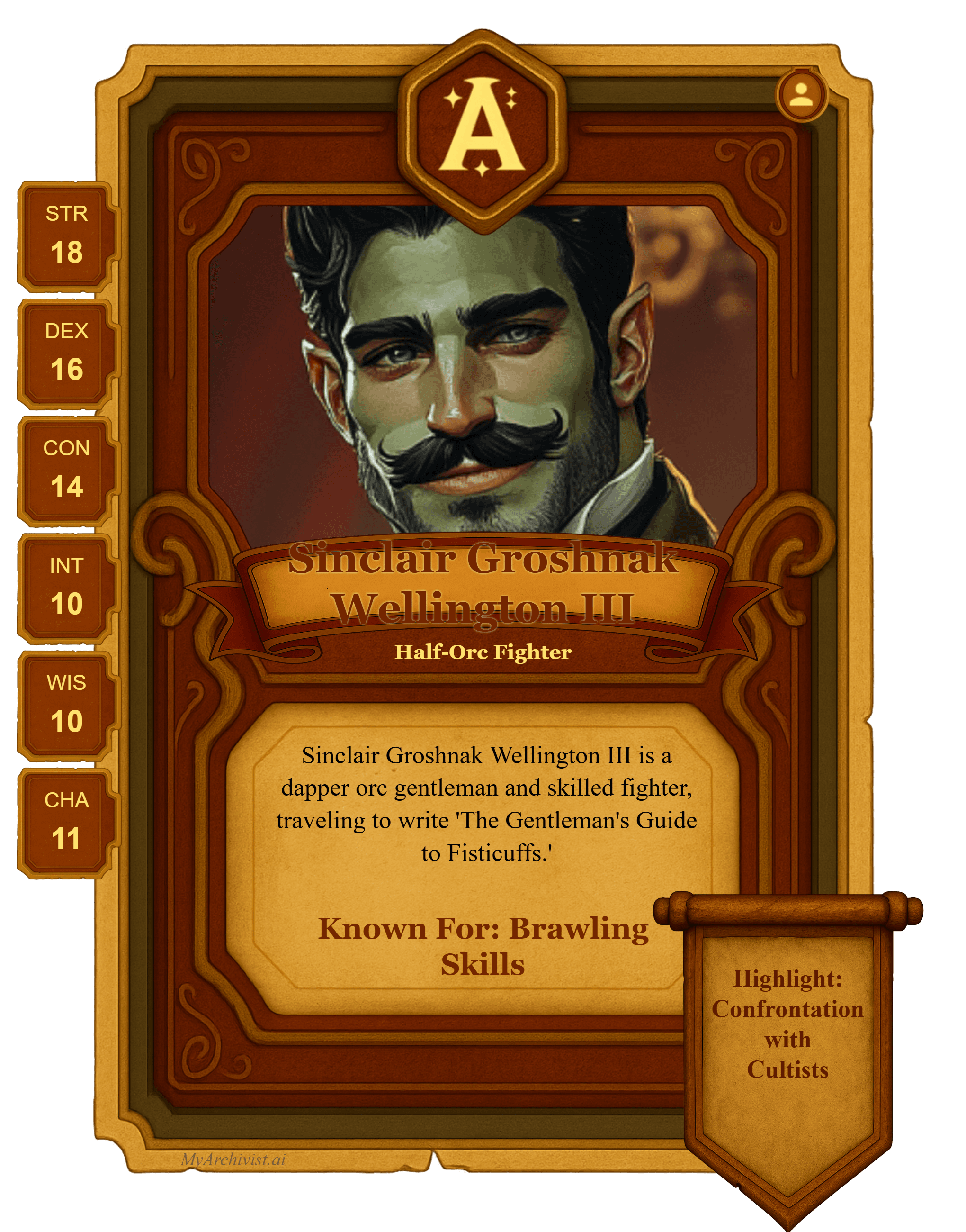 Sinclair Groshnak Wellington III trading card - Character from Omens