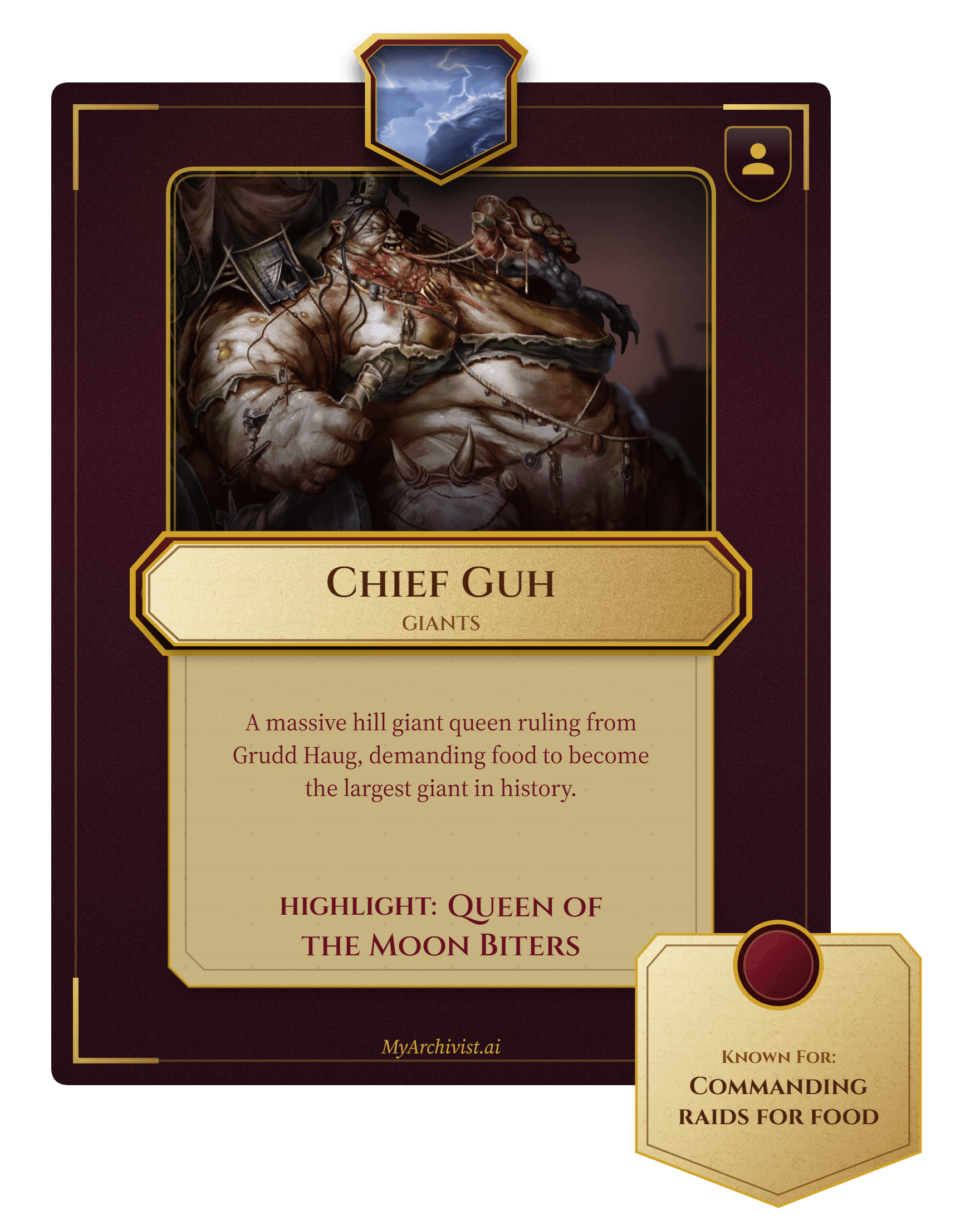 Chief Guh trading card - Character from Storm Kings Thunder