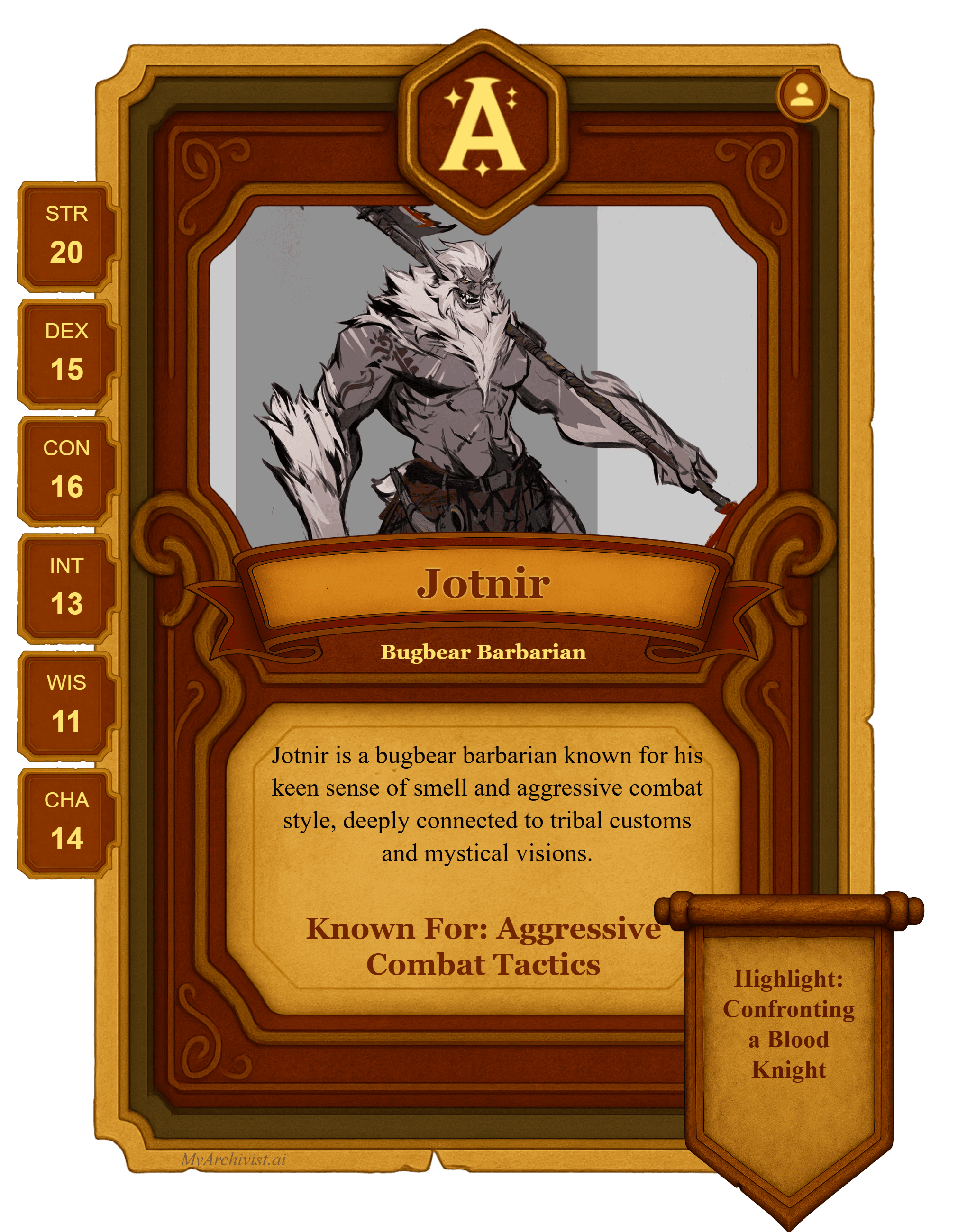 Jotnir trading card - Character from Barovia