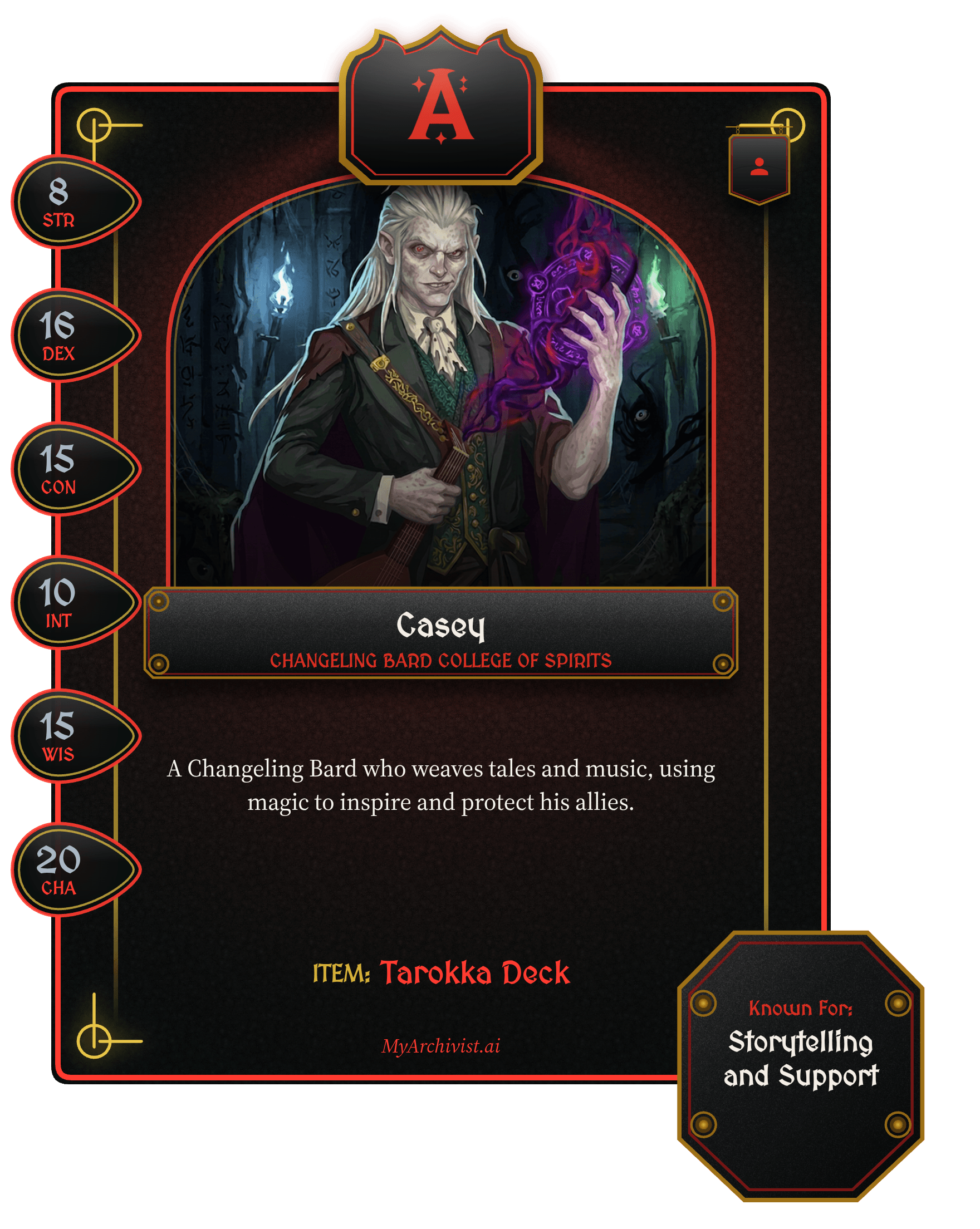 Casey trading card - Character from Ravenloft