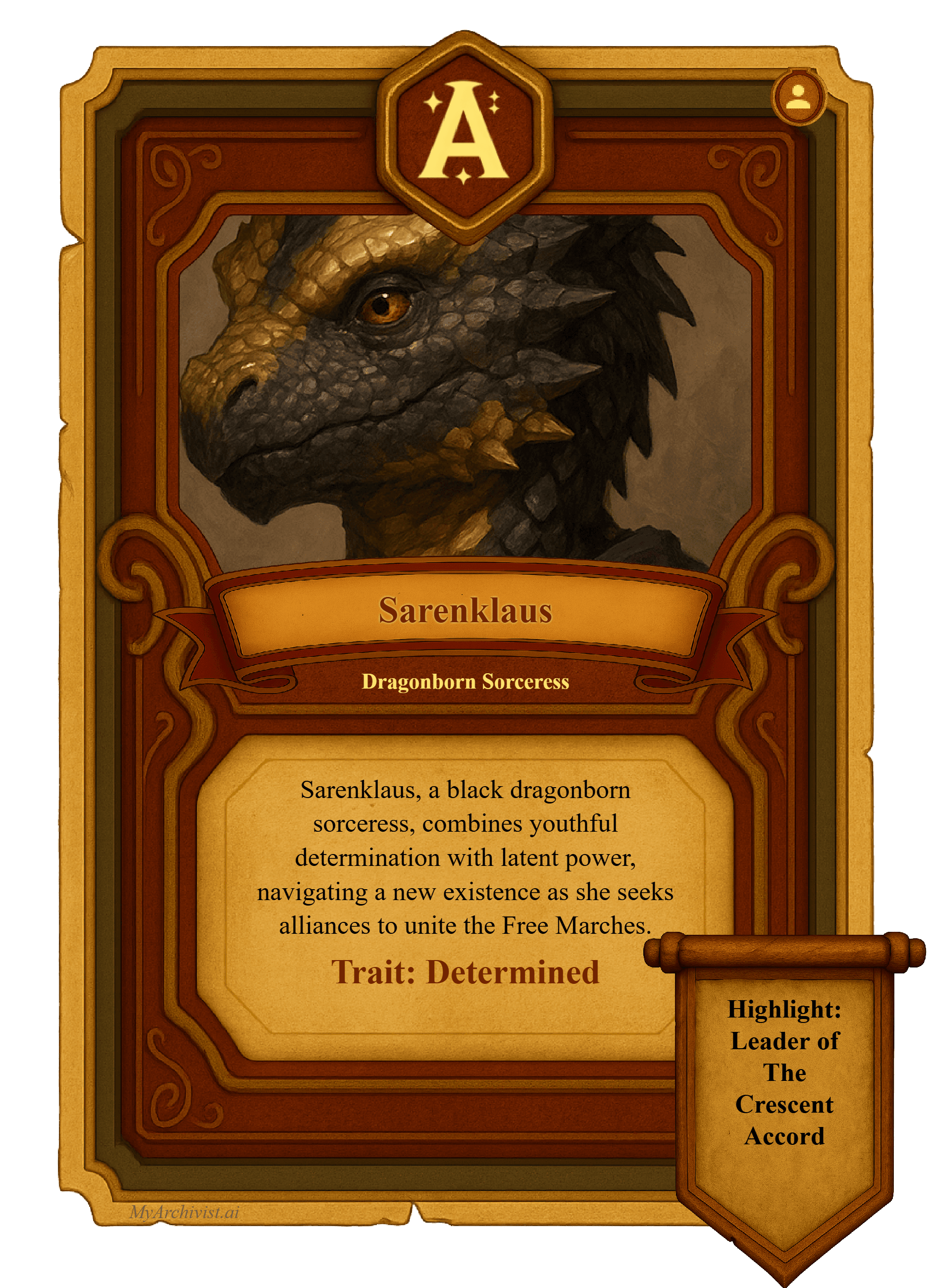 Sarenklaus trading card - Character from Crysinthia