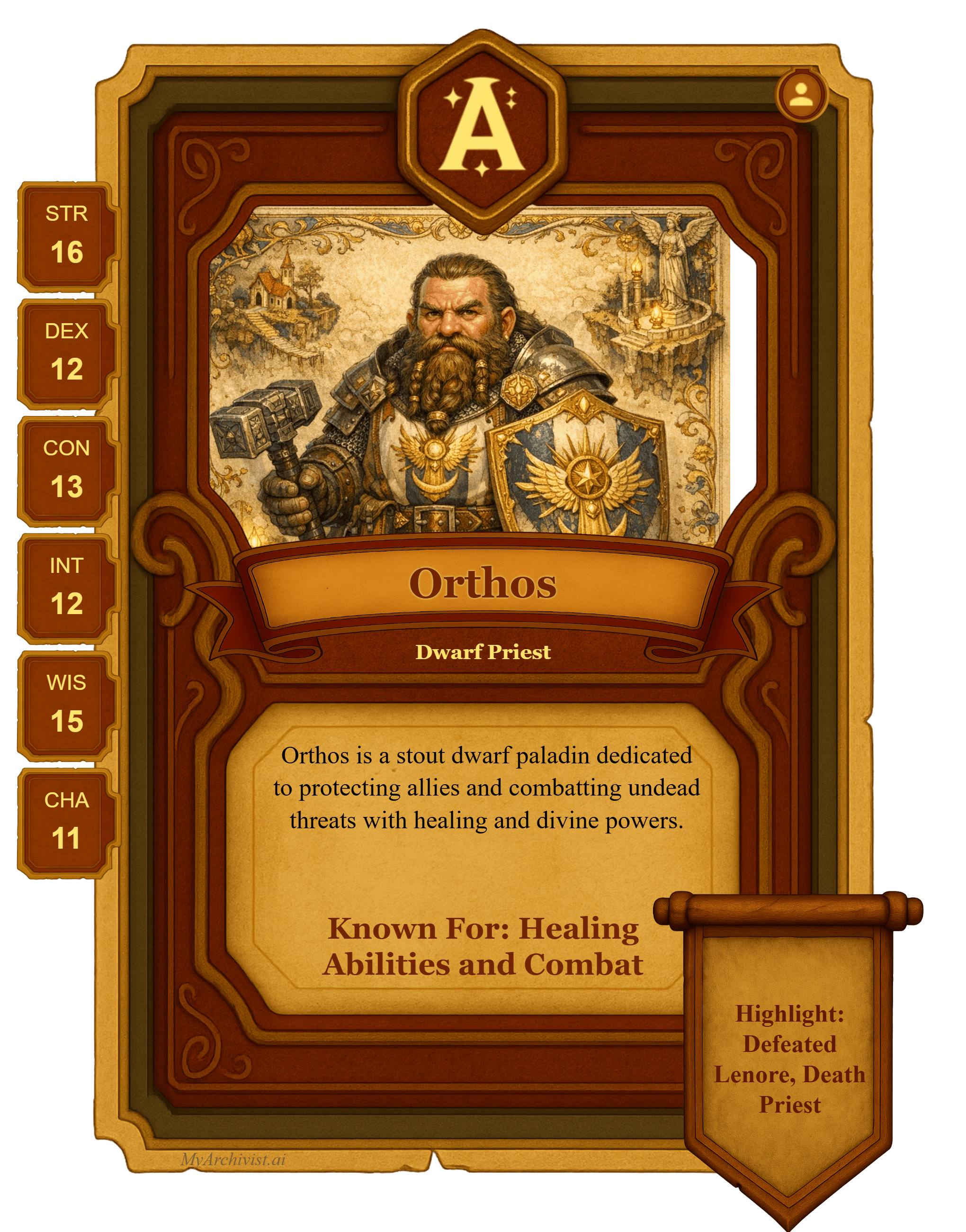 Orthos trading card - Character from The Ironhaven Chronicles (SU)