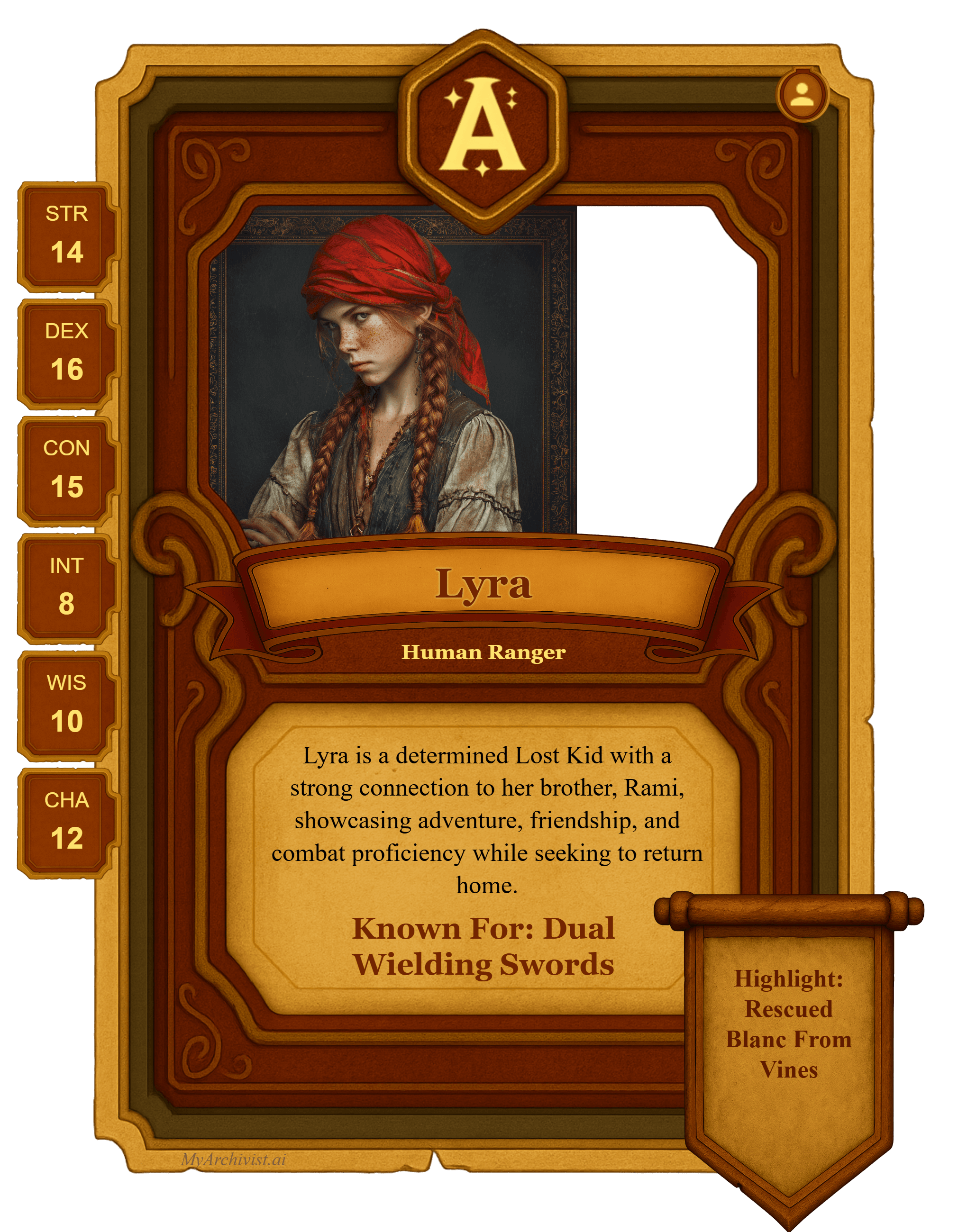 Lyra trading card - Character from Neverborn
