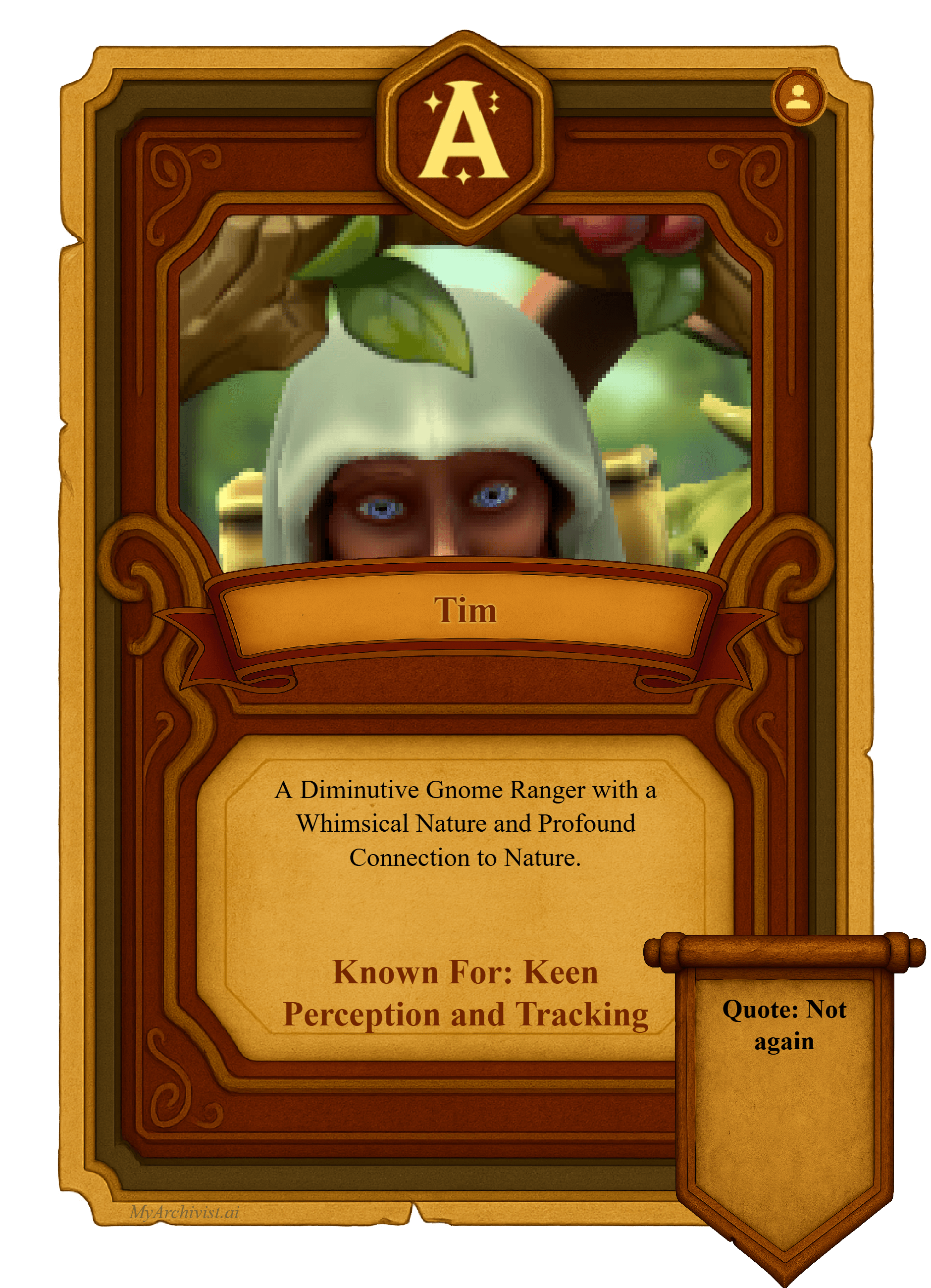 Tim trading card - Character from Crysinthia