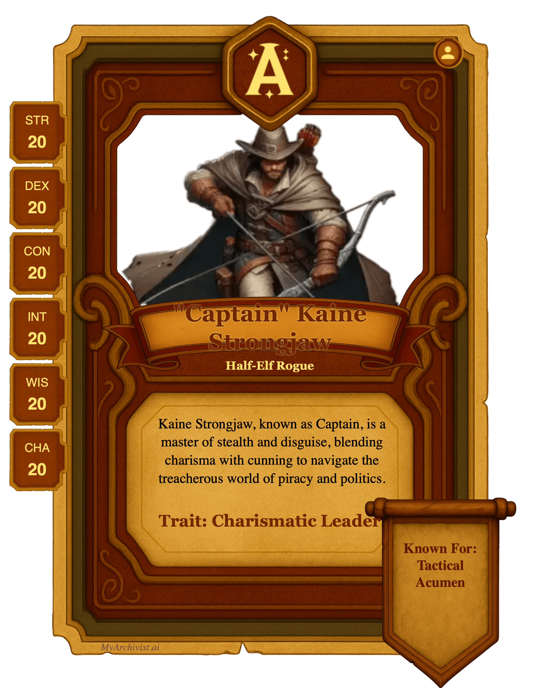 "Captain" Kaine Strongjaw trading card - Character from Emerald Dreams of Yesterday's Suns