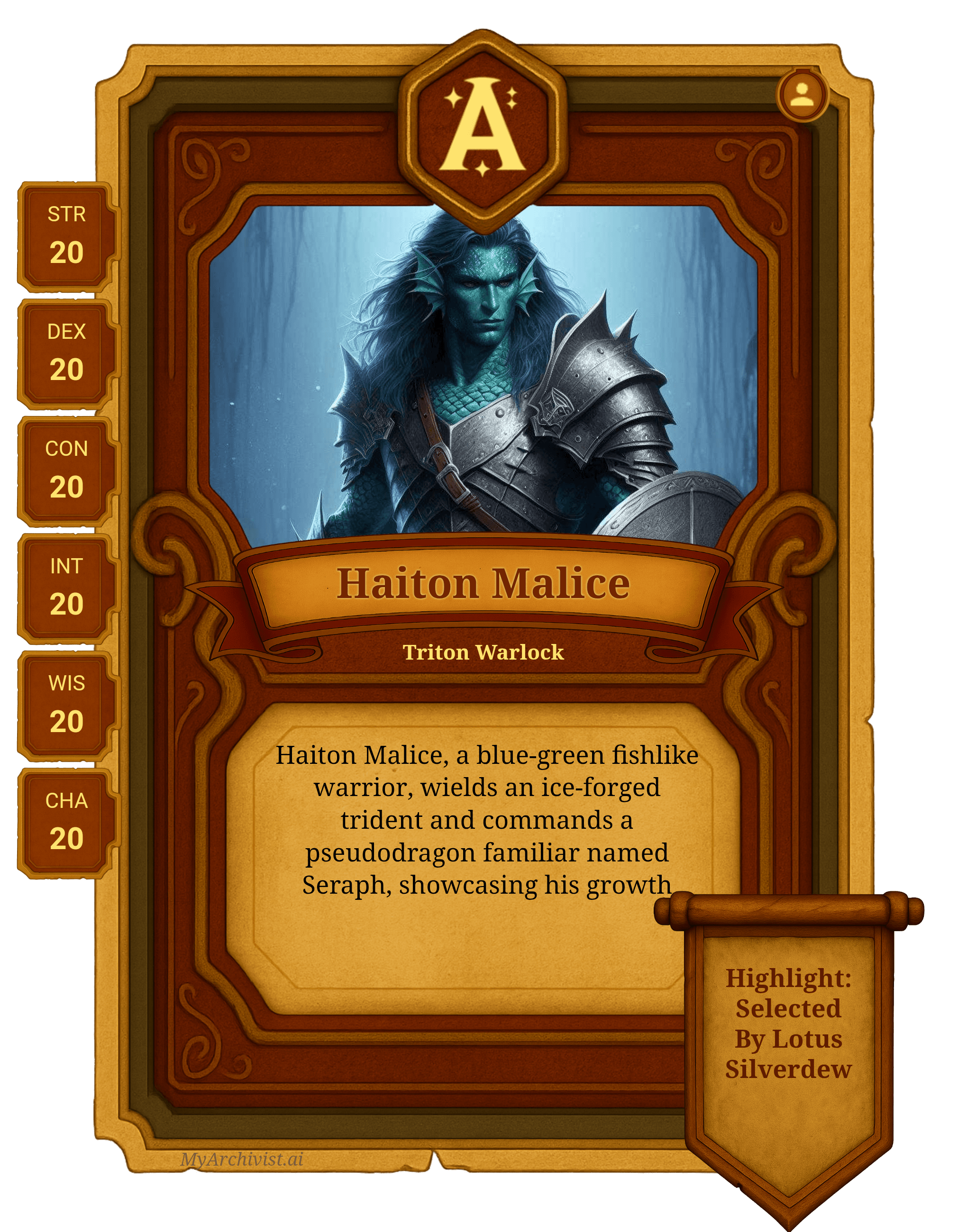 Haiton Malice trading card - Character from The Tale Of Dragons & Devils