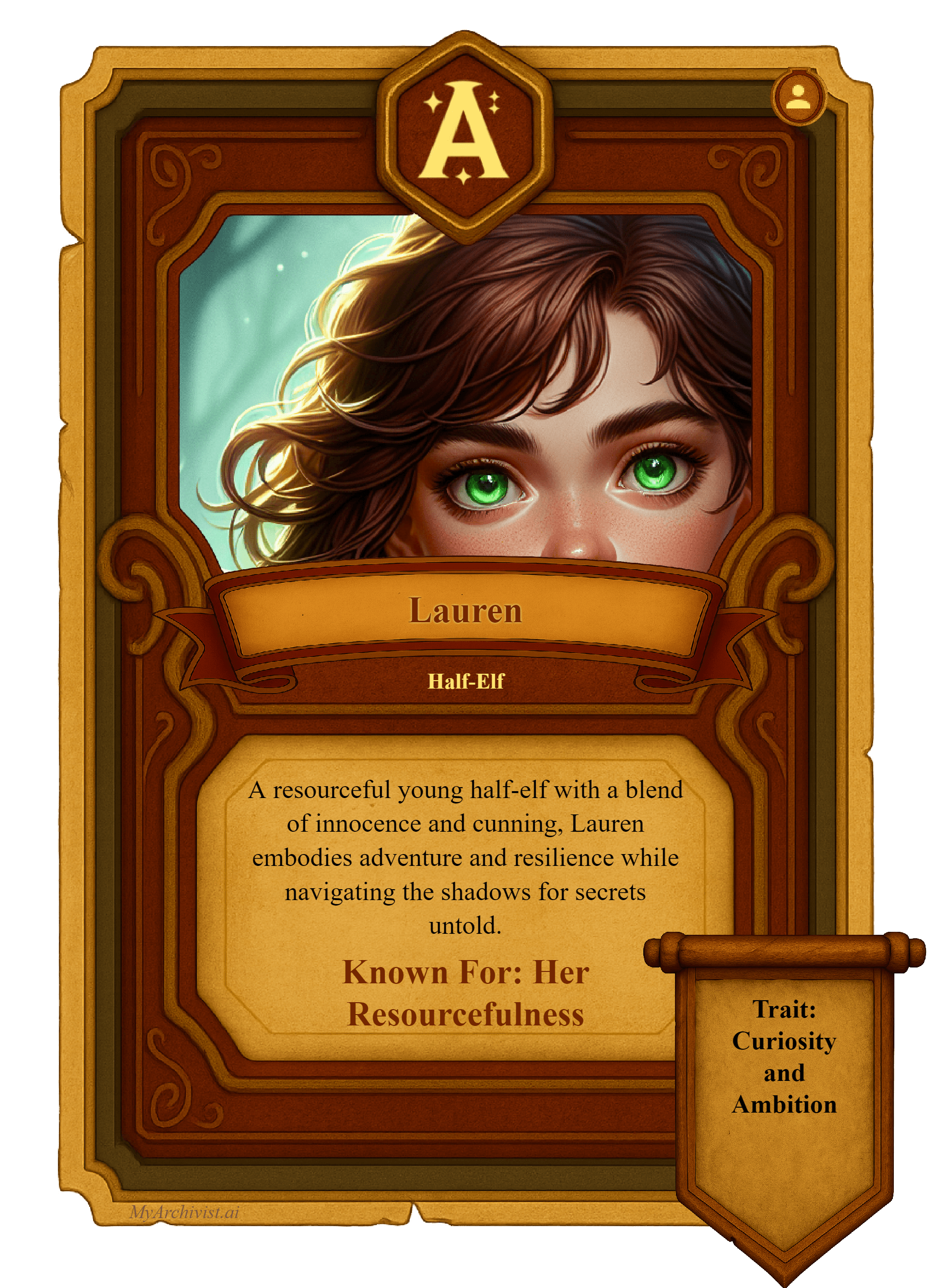 Lauren trading card - Character from Crysinthia