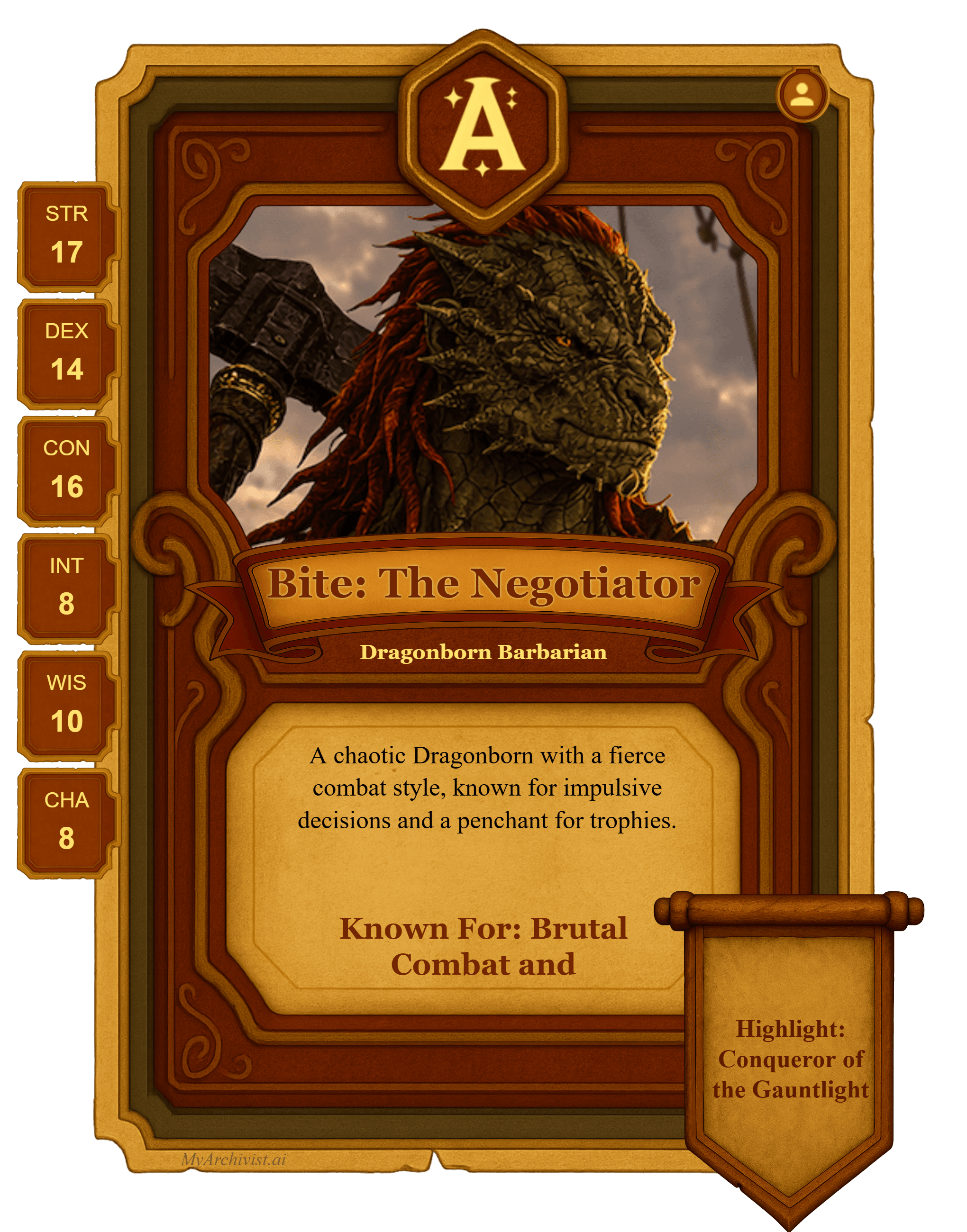 Bite trading card - Character from Abomination Vaults - Roll for Tangents (Sunday)