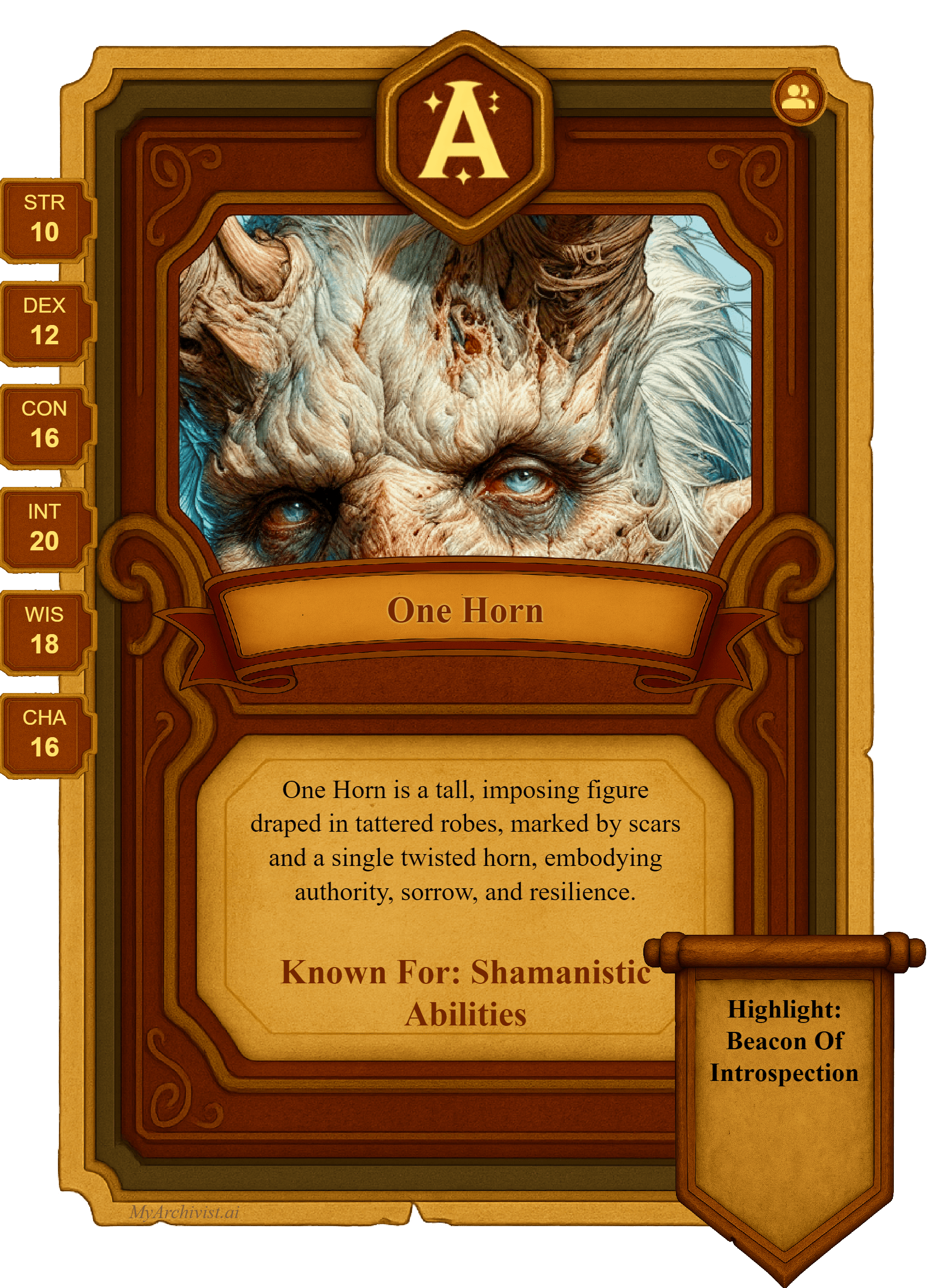 One Horn trading card - Character from Crysinthia
