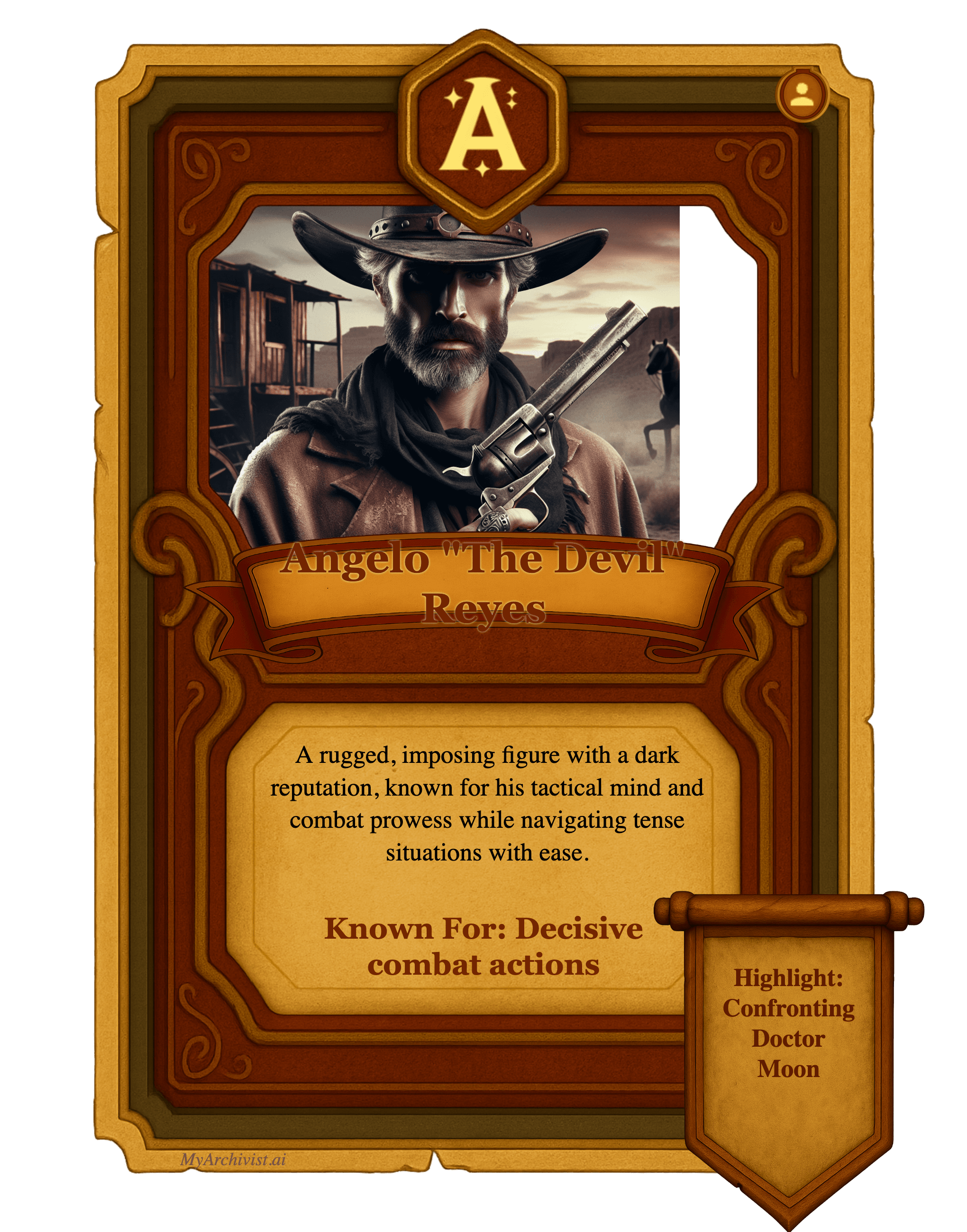 Angelo "The Devil" Reyes trading card - Character from Deadlands
