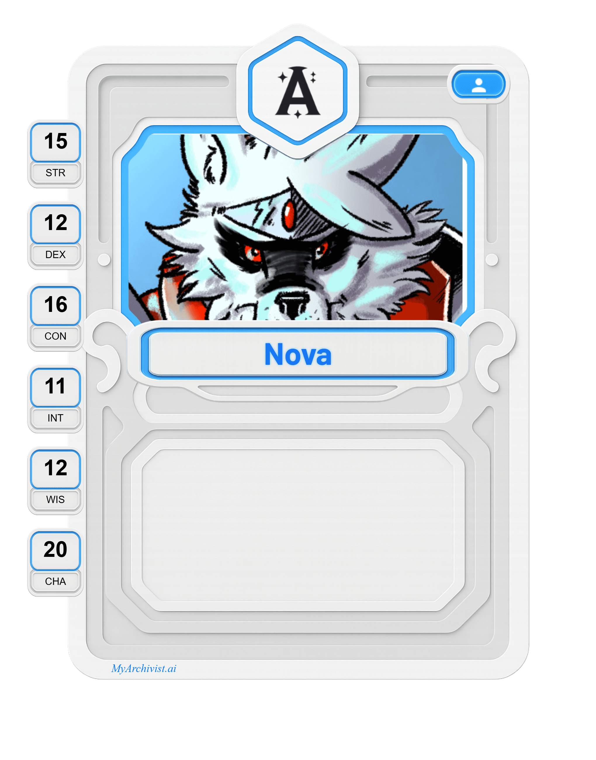Nova trading card - Character from Wednesday Night Strahd "Smokeshows"