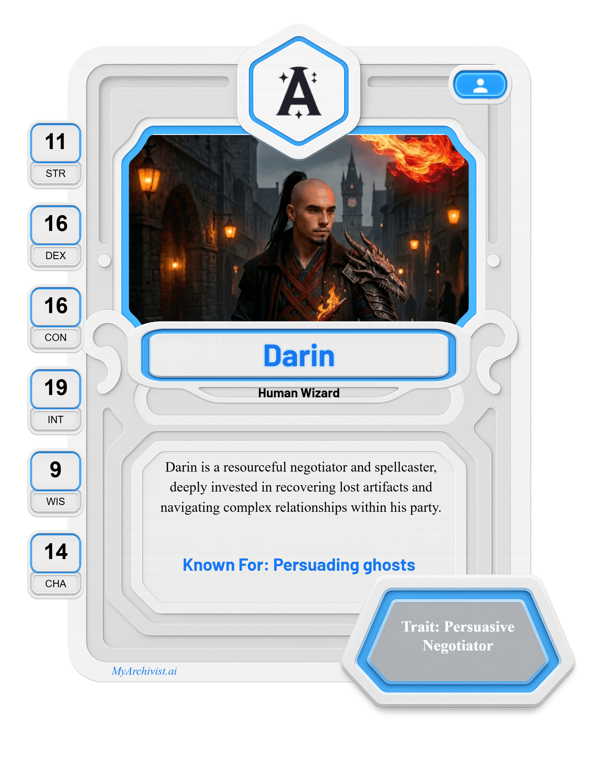 Darin trading card - Character from Deals of Dianmallo