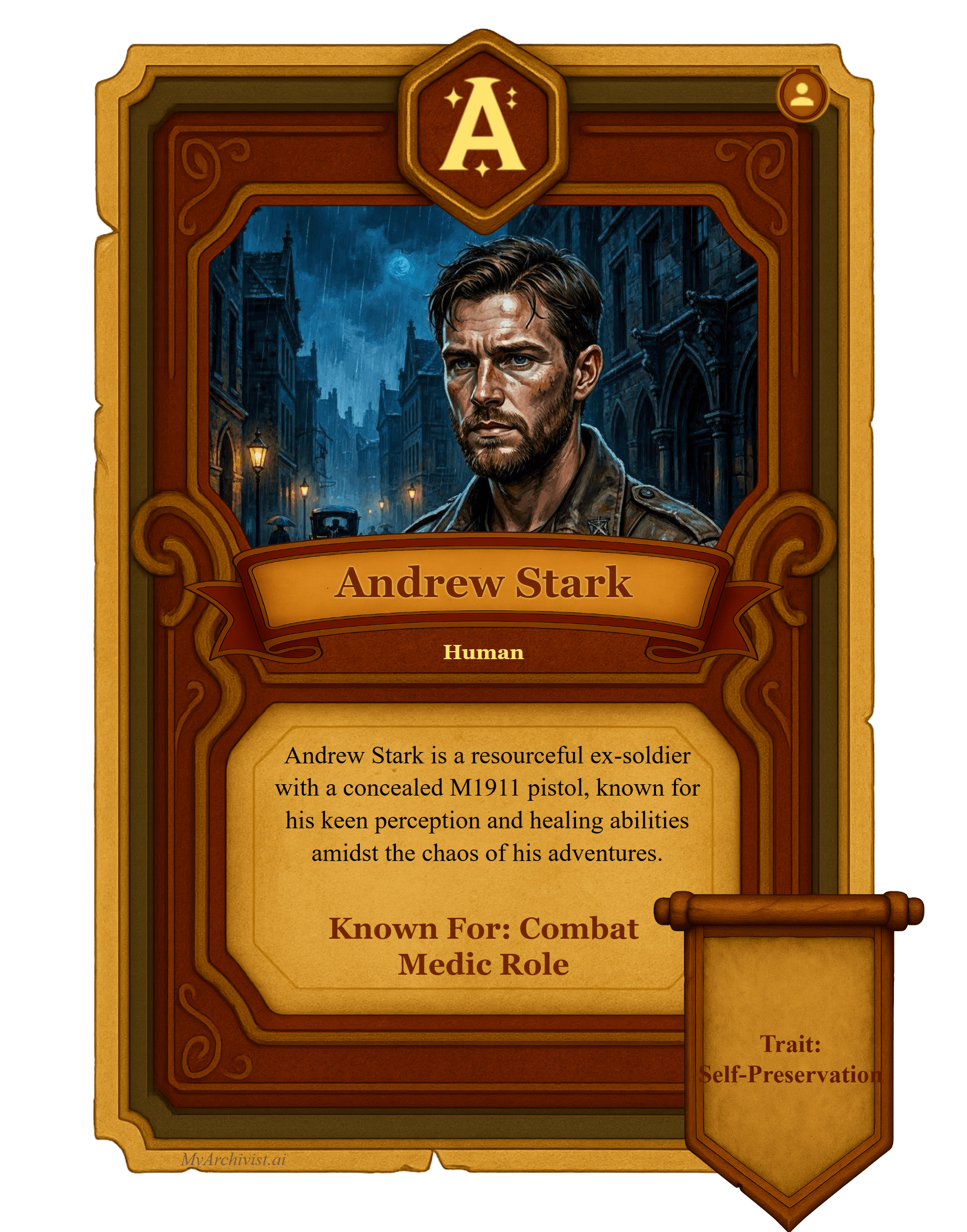 Andrew Stark trading card - Character from That Which Lurks in the Dark