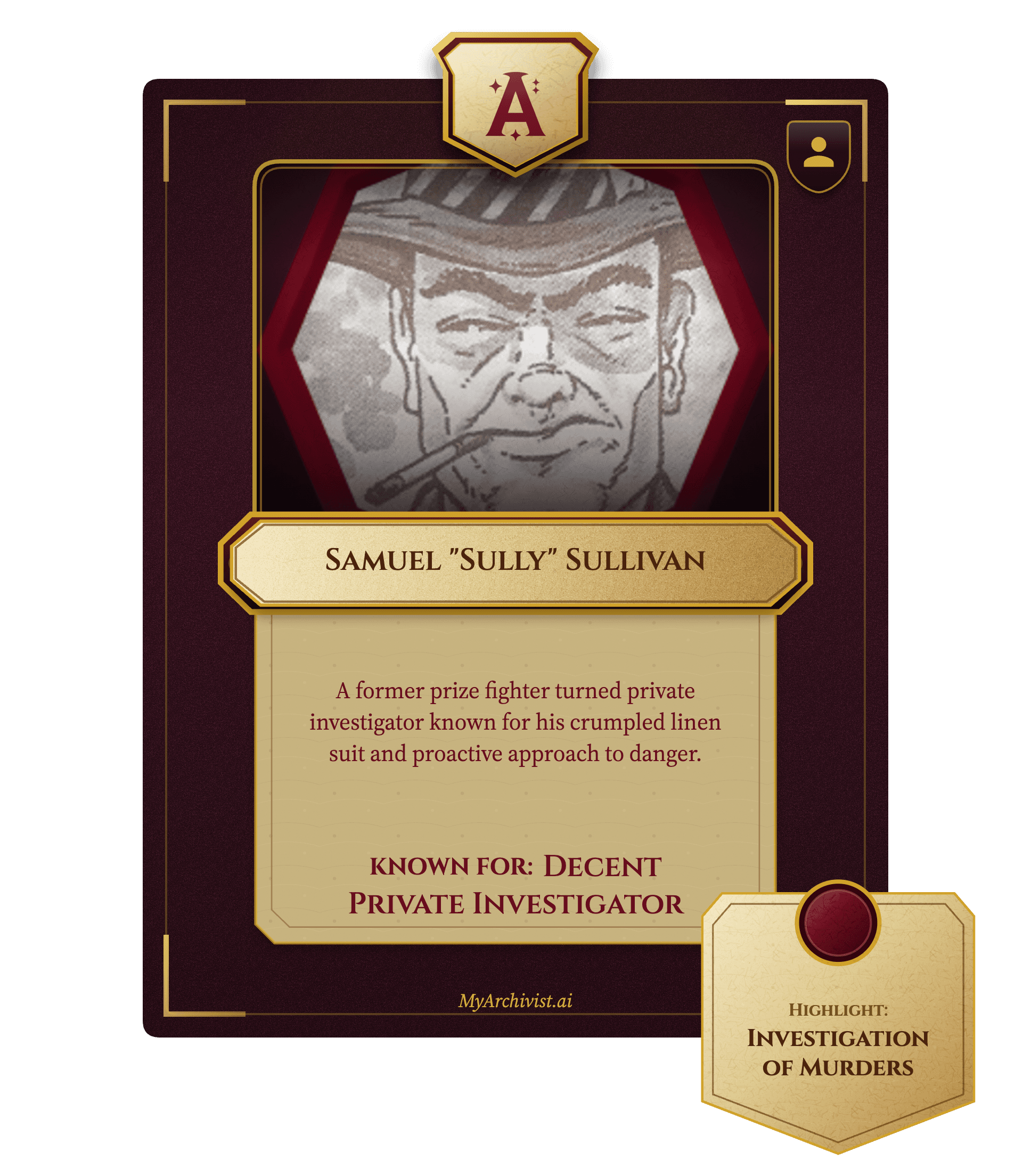 Samuel "Sully" Sullivan trading card - Character from Death in Luxor