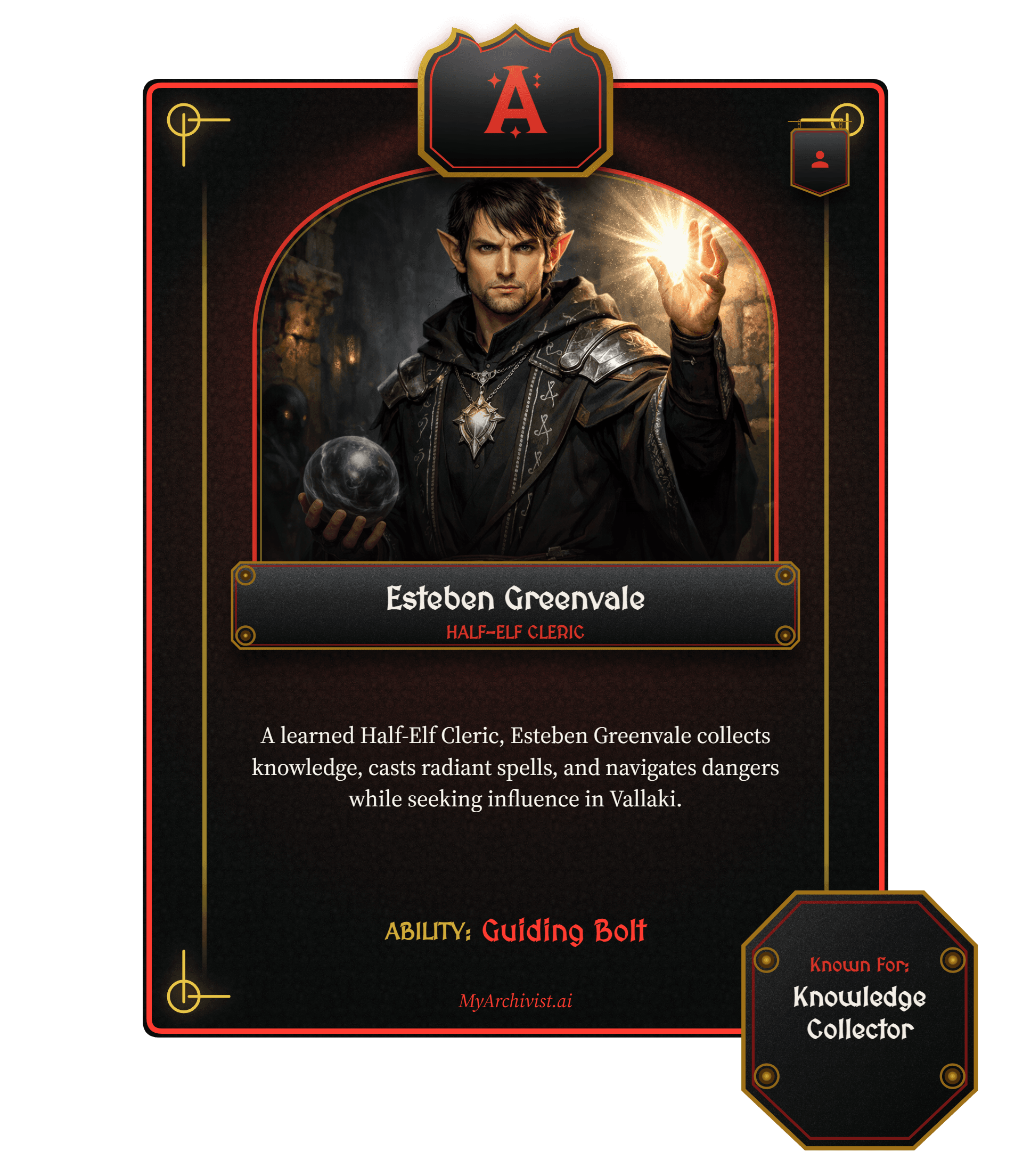 Esteben Greenvale trading card - Character from Curse of Strahd