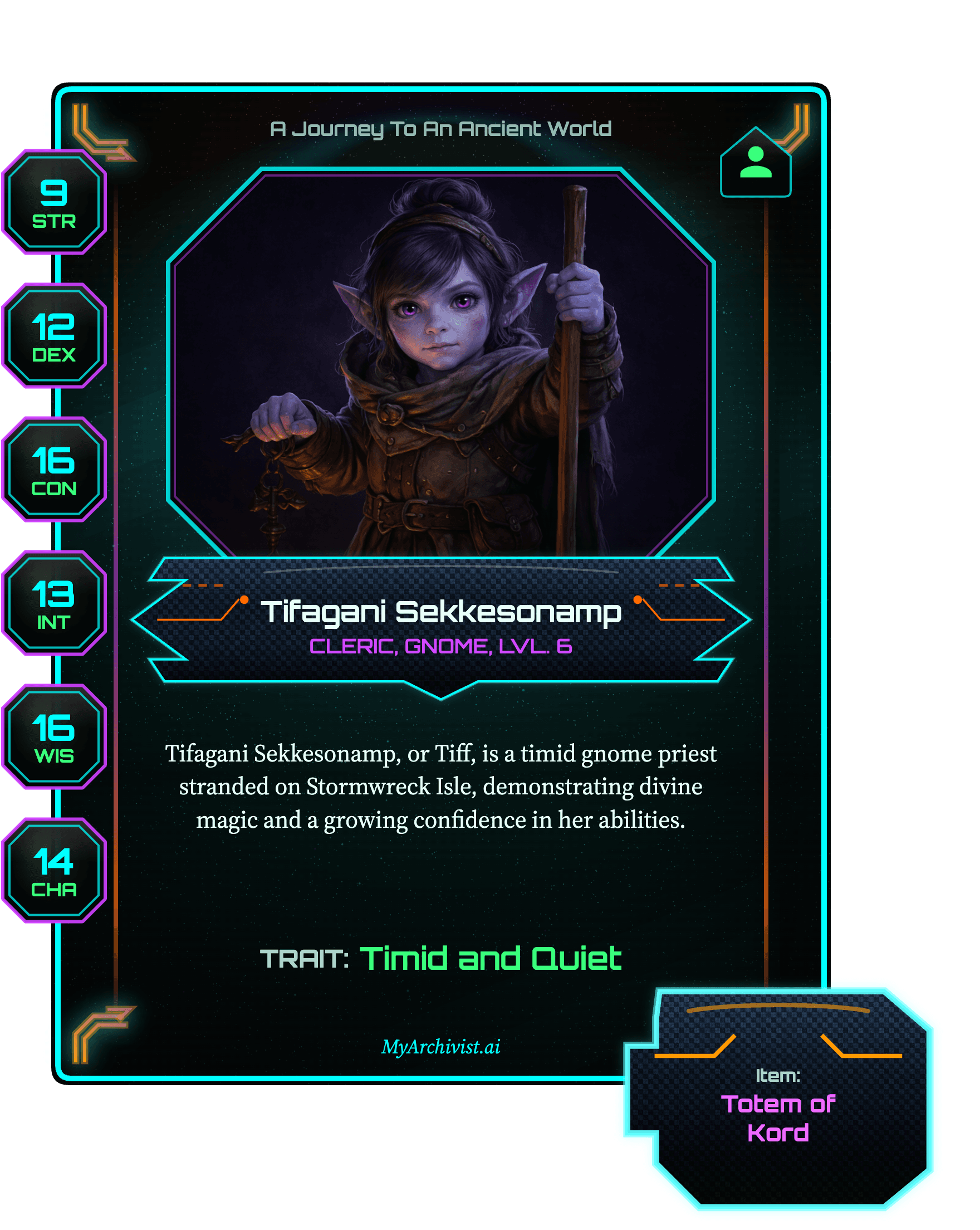 Tifagani Sekkesonamp trading card - Character from A Journey To An Ancient World